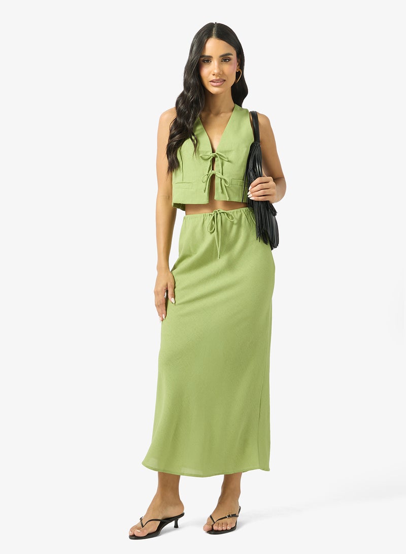 Ginger Tie Up Vest & A Line Skirt Coord Set - Image 5